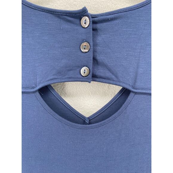 J Jill Dress Womens Small Blue Maxi Tank Keyhole Button Back Sun Dress Stretch - Picture 12 of 13